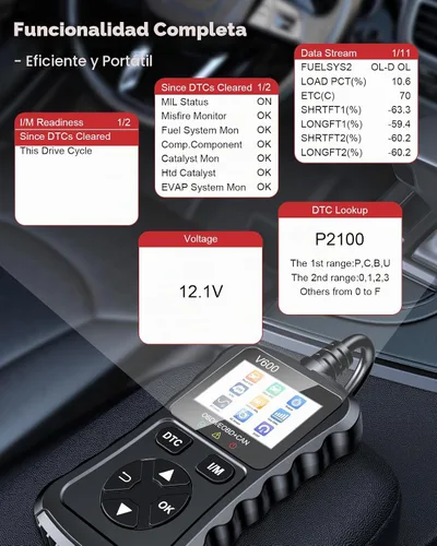 Vista 6 de Escáner OBD2 Lector de código de automóvil Soporte de prueba de voltaje Plug and Play Fixd Car CAN Herramienta de escaneo de diagnóstico Leer y Negro