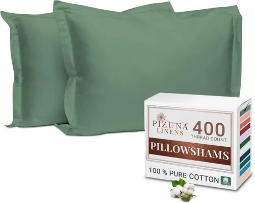 Vista 10 de Juego de 2 fundas de almohada de 100 % algodón puro, tamaño King, color plateado, lujosas fundas de almohada de algodón de fibra larga de 400 hilos