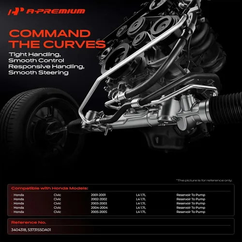 Vista 2 de A-Premium Conjunto de manguera de línea de succión/depósito de dirección asistida Compatible con Honda Civic 2001 2002 2003 2004 2005, 1.7L