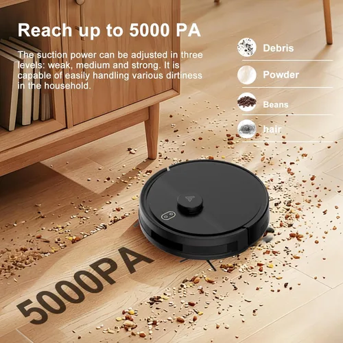 Vista 3 de Combo robot de aspiradora y trapeador, aspiradoras robóticas con navegación LiDAR, mapeo inteligente, fuerte succión, con WiFi/App/Alexa/control