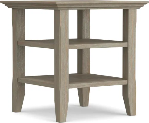 Vista 33 de SIMPLIHOME Acadian Mesa auxiliar estrecha – Mesa auxiliar rectangular de madera maciza de 14 pulgadas de ancho con 2 estantes abiertos en negro