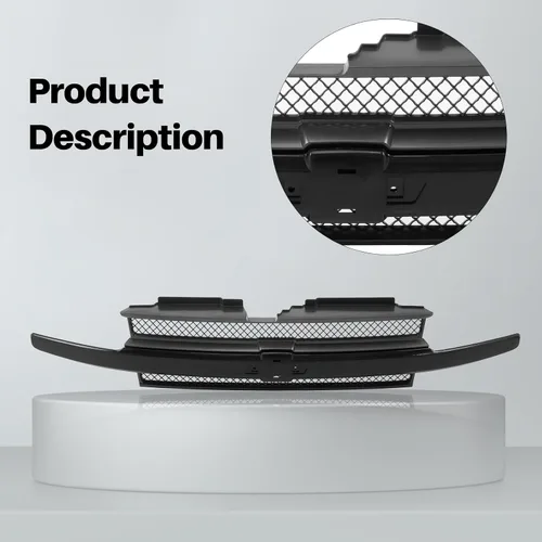 Vista 4 de Parrilla delantera compatible con Chevrolet 2002-2005 Trailblazer Negro Gris Rejilla delantera para Chevrolet 2002-2005 Trailblazer, verifica