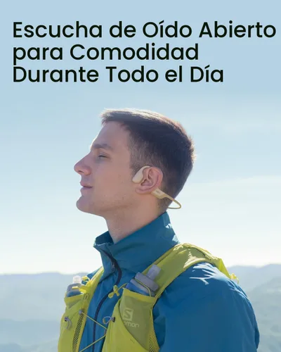 Vista 3 de SHOKZ OpenRun Pro Mini- Auriculares de conducción ósea con Bluetooth, auriculares deportivos inalámbricos de oreja abierta para correr y entrenar