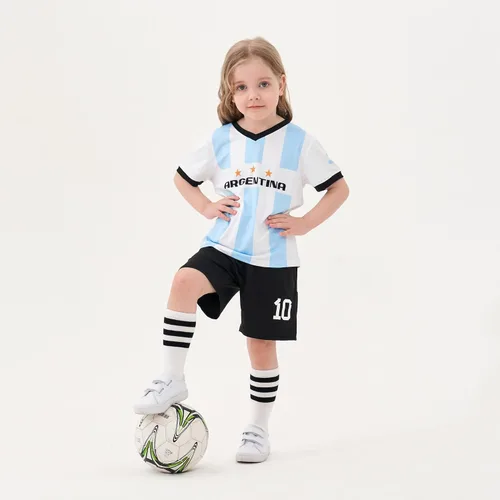 Vista 4 de Camisetas de fútbol para niños y niñas, trajes de camiseta de entrenamiento de fútbol para niños y niñas, uniformes