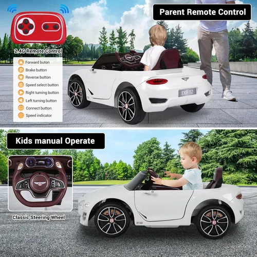 Vista 3 de Auto Bentley con licencia de 12 V con control remoto para niños Verde