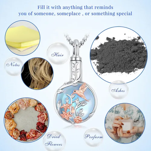 Vista 7 de Cremation Jewelry - Collar de urna de plata de ley 925 para cenizas para mujeres y hombres, colgante conmemorativo para cenizas humanas, recuerdo