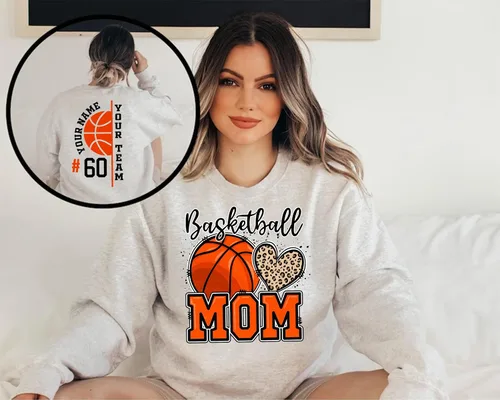 Vista 4 de IZI POD Sudadera personalizada de baloncesto para mamá, sudadera de baloncesto para mamá, sudadera para mujer