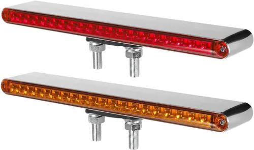 Vista 8 de Partsam Par de barras de luz de doble cara para camión semi remolque de 9-1/4" L, rojo/ámbar LED, barra de luz dual con función de marcador y señal