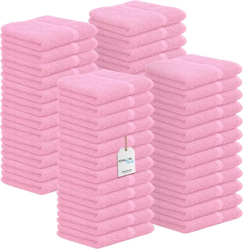 Vista 15 de Avalon Towels Wash Cloths for Showering 24 Pack Face Towels 100% Cotton Baby Pink Washcloths 12x12 Wash Rags, Facial Towel, Fingertip Towel,Bath Rags