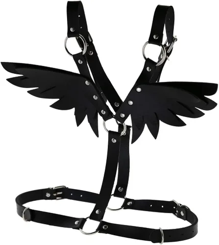 Vista 6 de FM FM42 O Ring Waist Belt Body Caged Harness with Back Angel Wings (16 Colors)