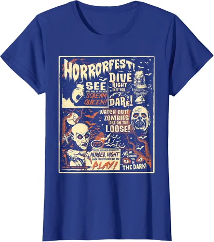 Vista 34 de Camiseta de terror vintage con póster de Halloween y película de terror Negro