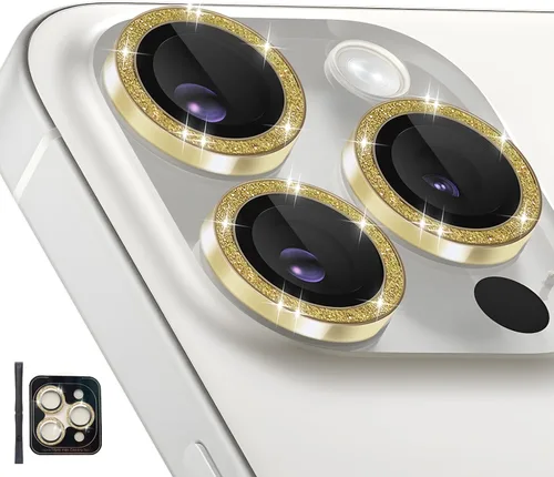 Vista 20 de Protector de lente de cámara para iPhone 14 Pro/iPhone 14 Pro Max, cubierta de lente de anillo de aleación de aluminio de vidrio templado individual