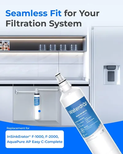 Vista 2 de Waterdrop Filtro de agua F-1000, repuesto para filtro InSinkErator® F-1000 F-2000 y AquaPure AP Easy C-Complete, 500 galones, reduce el cloro