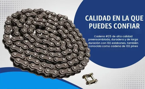Vista 5 de Cadena para Razor MX500 y MX650 – Resistente – Cadena de transmisión de 132 eslabones – Cadena de rodillos #25 132L – Cadena de transmisión