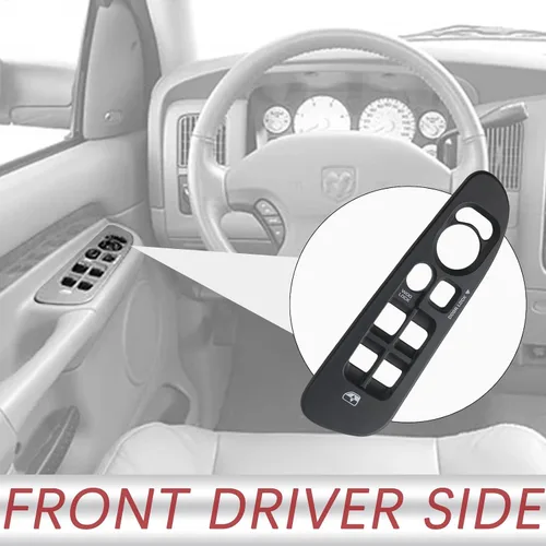 Vista 2 de Bisel del interruptor de ventana de puerta Gray Master Power del lado delantero del conductor para Dodge Ram 1500 2500 3500 Quad Cab 2002-2008