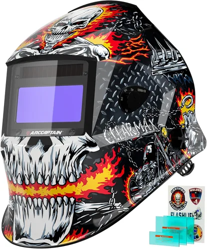 Vista 10 de ARCCAPTAIN - Casco de soldadura de oscurecimiento automático, capucha de soldadura de color real 1/1/1/1, sensor de arco 4, tiempo de respuesta