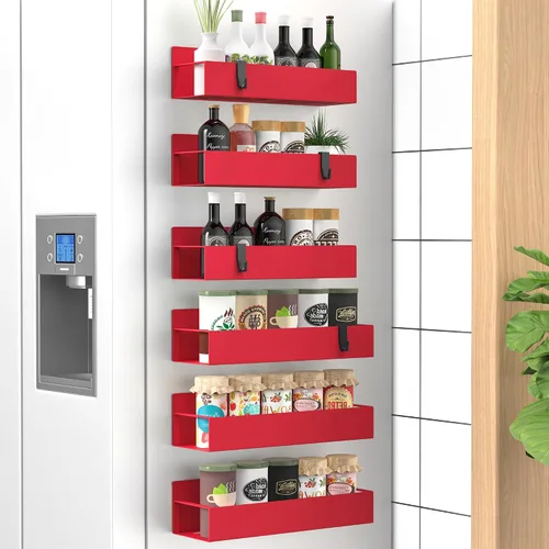 Vista 43 de HuggieGems Paquete de 6 organizadores magnéticos de almacenamiento de especias para refrigerador y horno, organizadores negros para nevera