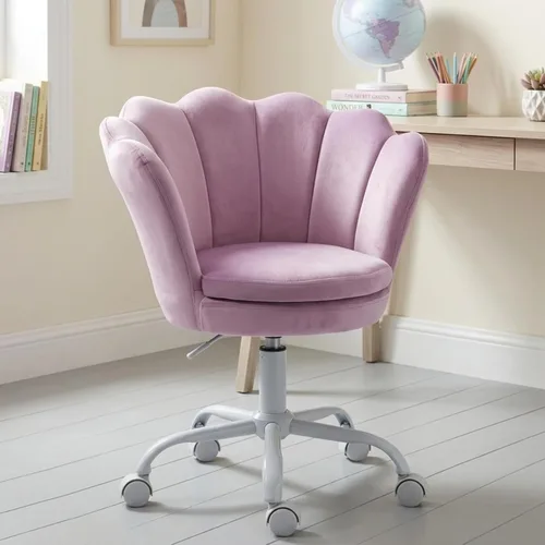 Vista 9 de Silla de escritorio para niños, silla de estudio ergonómica ajustable Silla giratoria tapizada de terciopelo para niños, silla de computadora Azul