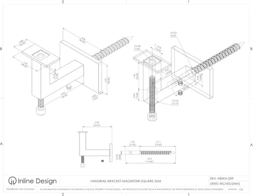 Vista 4 de Soporte de pared de pasamanos de acero inoxidable cuadrado para tubo inferior plano delgado
