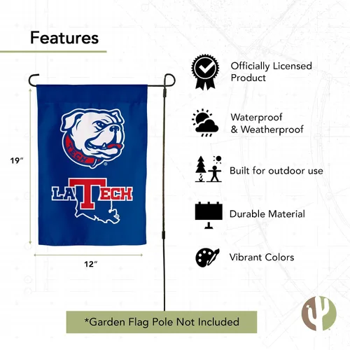 Vista 4 de Desert Cactus Louisiana Tech University LTU Bandera de jardín – 19 x 12 pulgadas Louisiana Tech Bulldogs Banner, para exhibición al aire libre