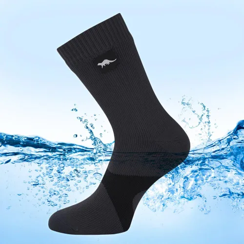 Vista 2 de Calcetines impermeables para hombre y mujer de OTTER, calcetines 100% impermeables, transpirables, resistentes al viento. Longitud de la pantorrilla.