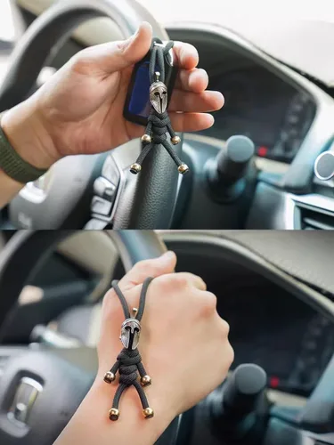 Vista 6 de Retro latón poderoso casco edc perlas llavero DIY accesorios cuentas de paracord