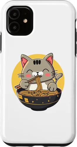 Vista 8 de Funda para iPhone 12/12 Pro Ramen Cat Kawaii Anime Merch Japonés Divertido Neko Noodle Bowl Case