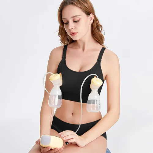 Vista 5 de 4HOW Sujetador de lactancia y extracción manos libres para lactancia materna - Soporte ajustable para extractor de leche compatible