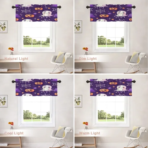 Vista 360 de Shrahala Orange Autumn Autumn Blackout Curtain Tiers, Fall Kitchen Valance Light Blocking Tier Drapes with Rod Pocket, 2 Pack 26 X 24 in