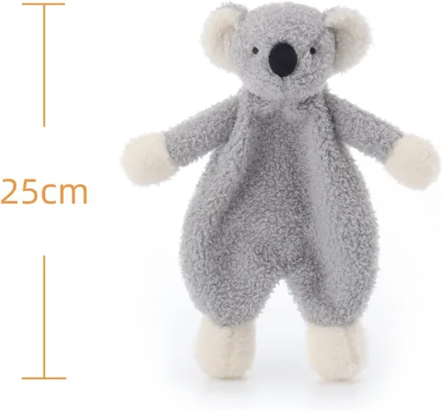 Vista 6 de Apricot Lamb Manta de seguridad de animales de peluche, koala gris, manta de personaje para guardería, felpa de lujo para acurrucarse