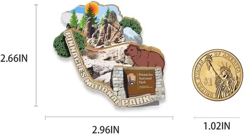 Vista 3 de Imán del Parque Nacional de los pináculos de los Estados Unidos, imán de nevera, hitos de madera 3D, recuerdos coleccionables, decoración hecha a
