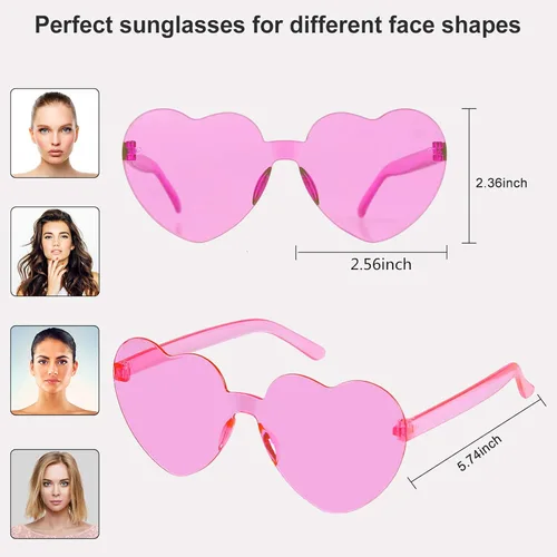 Vista 2 de Virtue morals Gafas de sol en forma de corazón para San Valentín Mardi Gras verano recuerdo de fiesta para mujer