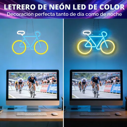 Vista 5 de Letreros de neón para bicicleta para decoración de pared, luces de neón para dormitorio, luz de pared de neón adecuada para sala de estar, oficina