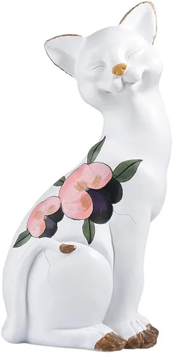 Vista 2 de Sungmor Encantadora estatua de jardín de gato sentado – Decoración para interiores y exteriores paisajismo estatua de gato – Soporte para plantas