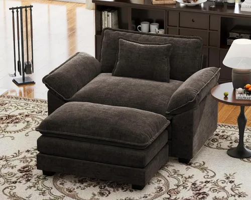 Vista 36 de Sofá modular de gran tamaño de 154 pulgadas, cómodo sofá en forma de U con 3 otomanas móviles, sofá moderno de felpilla de 7 plazas para sala
