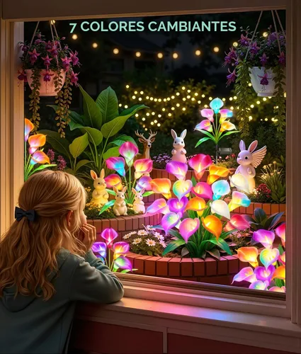 Vista 3 de KOOPER Solar Calla Lily Lights Outdoor, 4 Pack, 20 Flower, Color Changing