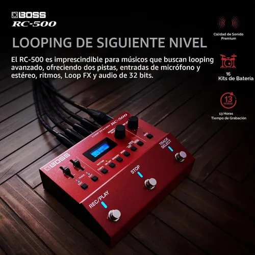 Vista 3 de BOSS RC-500 Loop Station Looper Avanzado de Dos Pistas con Mezcla Integrada y Opciones de Control Profundo Calidad de Sonido Líder en su Clase