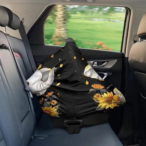 Vista 6 de ZFRXIGN Funda de asiento de automóvil de elefante y girasol, bufanda transpirable para lactancia, toldo multiusos para cochecito, silla alta