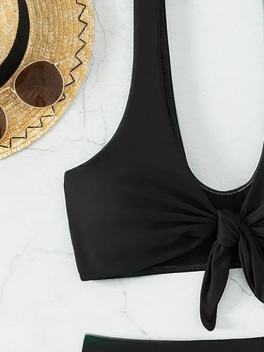 Vista 3 de GORGLITTER Traje de baño de 2 piezas para mujer, conjunto de bikini de cintura alta