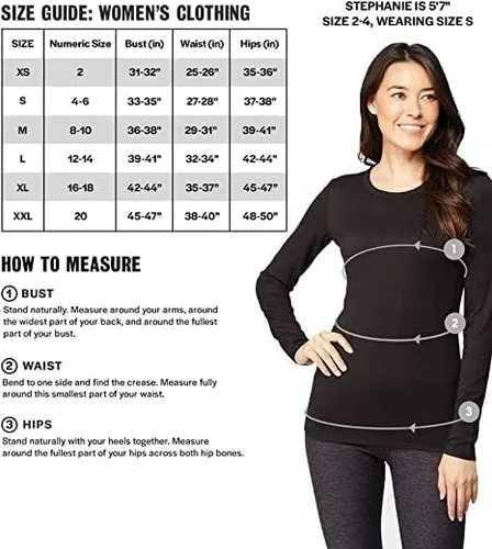 Vista 5 de 32 Degrees - Camiseta ligera de cuello redondo para mujer, manga larga, ajuste de forma, elástico en 4 direcciones, térmica