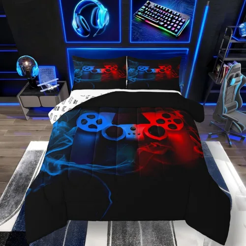 Vista 38 de Erosebridal Juego de ropa de cama de guepardo con rosa roja, juego de edredón con estampado de leopardo y gato, edredón romántico de plumón, Multi 03