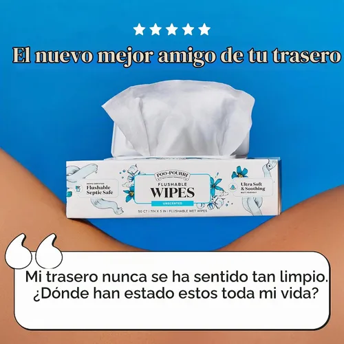 Vista 4 de Poo~Pourri Toallitas desechables, sin perfume, caja dispensadora de 50