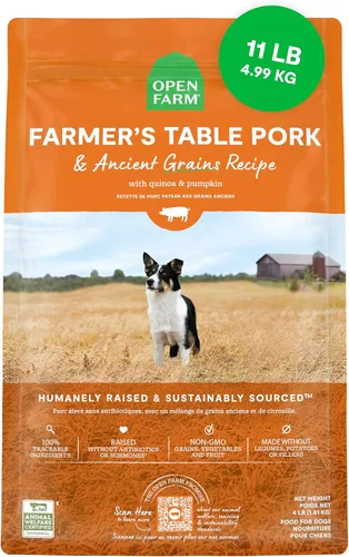 Vista 15 de Open Farm - Alimento seco para perros con cerdo y granos ancestrales, receta de cerdo criado de forma humanitaria con granos sanos, sin saborizantes