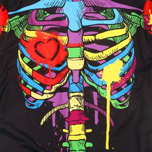 Vista 5 de Selowin - Overol para disfraz de Halloween con estampado de esqueleto, traje de gato