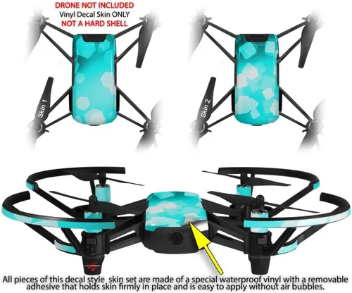 Vista 2 de Skin Wrap 2 Pack para DJI Ryze Tello Drone Bokeh hexagonal neón verde azulado Drone No Incluidas