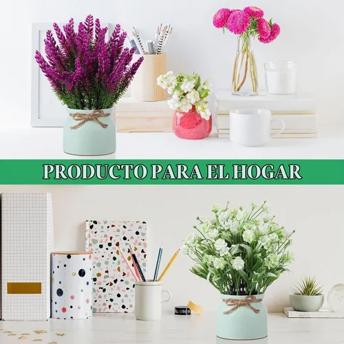 Vista 3 de Cindeer 8 piezas de flores artificiales grandes en maceta falsas para mesa