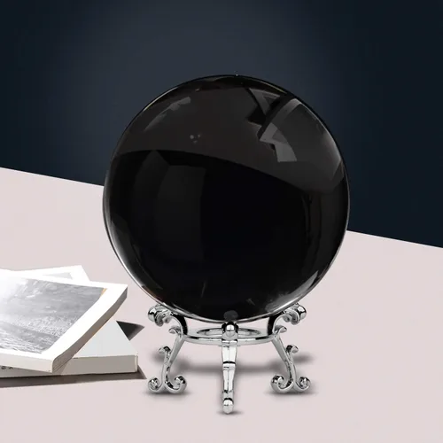 Vista 4 de MerryNine Bola de cristal con soporte para regalo de decoración del hogar Negro, cristal K9, bola de fotografía de vidrio con soporte, esfera