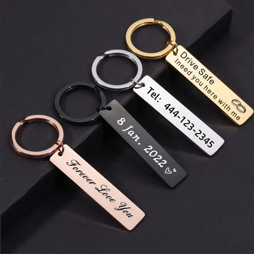 Vista 2 de Llaveros personalizados de doble cara, Llaveros personalizados grabados de fotostextonombre, regalo para hombres y familias