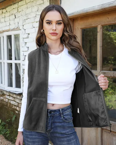 Vista 2 de Xeoxarel Chaleco de forro polar para mujer con 6 bolsillos (XS-2XL)
