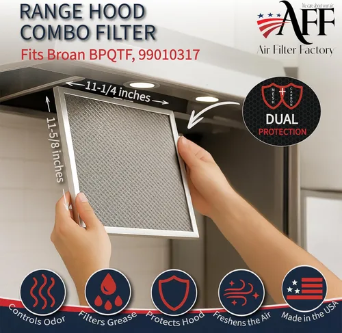 Vista 2 de Air Filter Factory Filtro de campana extractora BPQTF, 99010317, QT2000, WA6500, WA65F, S99010317 Reemplazo para Broan Nutone Aluminio Grasa Malla